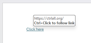 Hyperlink in Microsoft Word with Ctrl and click tooltip